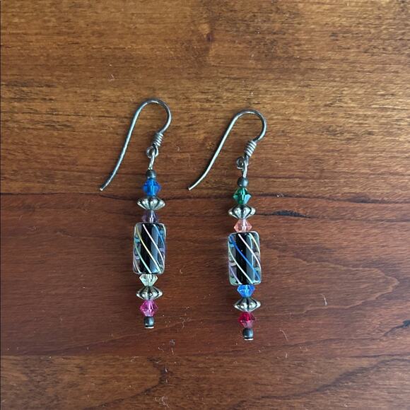 Vintage Fineline Studio Handblown Glass Earrings, Sterling Silver Hooks - Picture 9 of 10